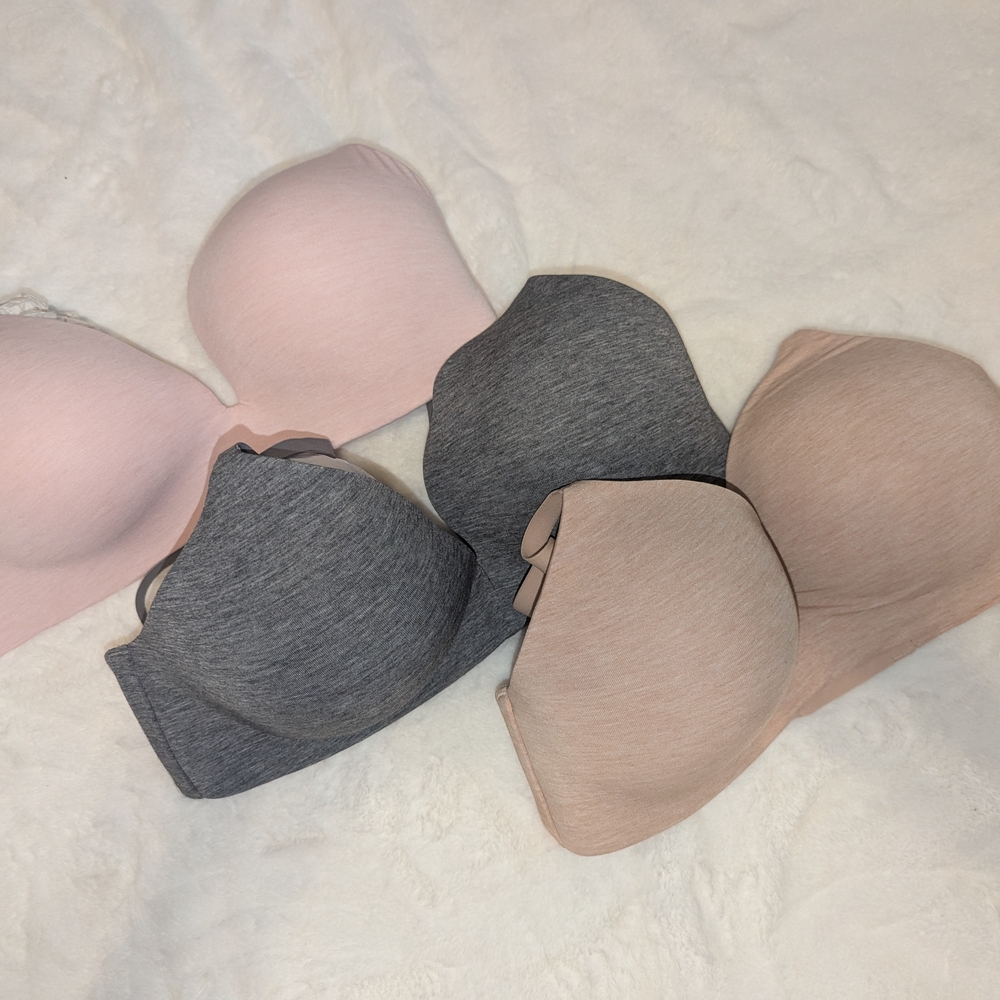 Women's Seamless Bra Set - Pink, Gray, and Tan